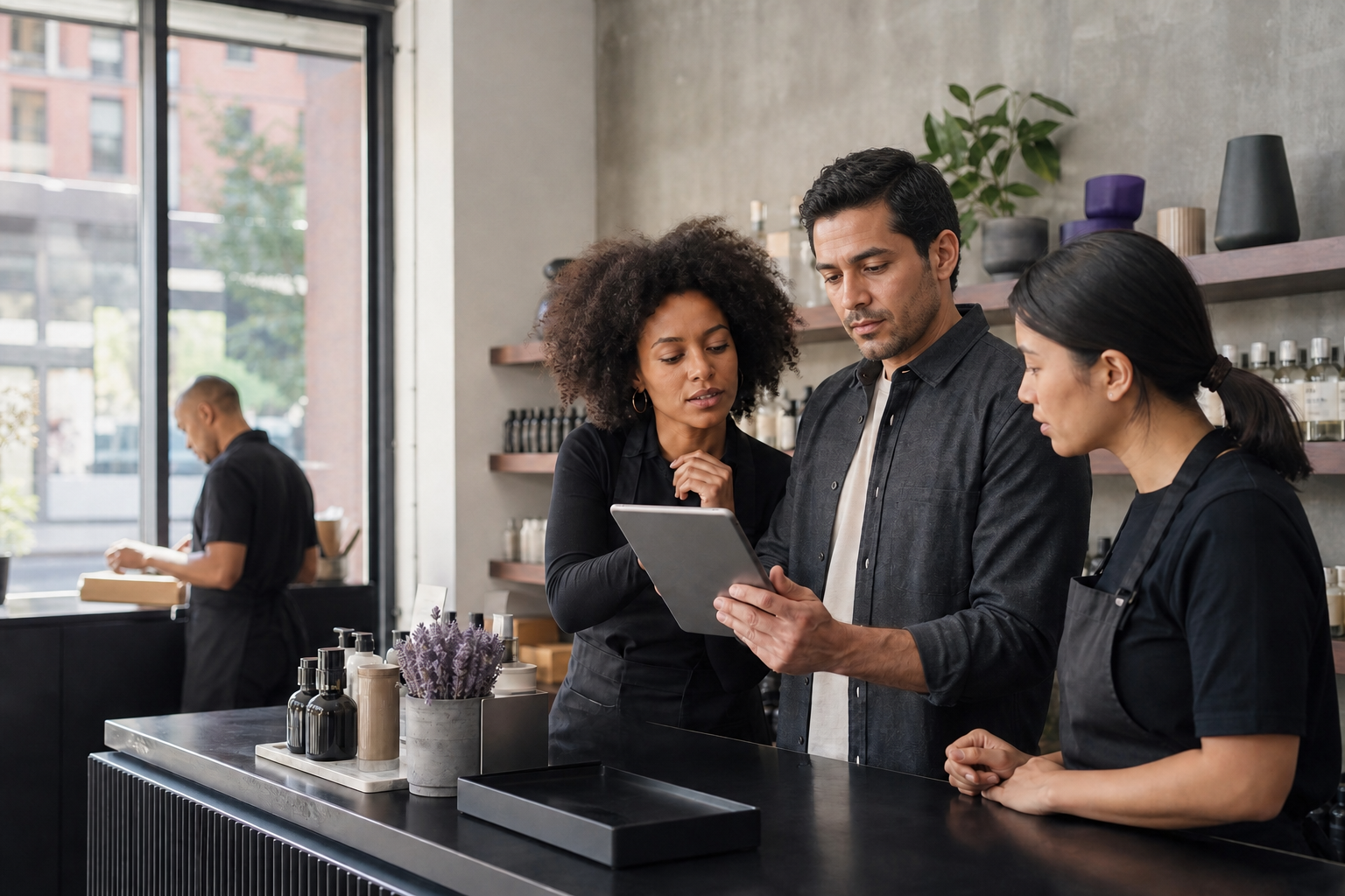 A connected brick and mortar business operation